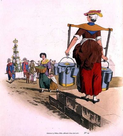 Milk Woman, julkaisusta Costume of Great Britain, julkaisija William Miller tekijältä William Henry Pyne