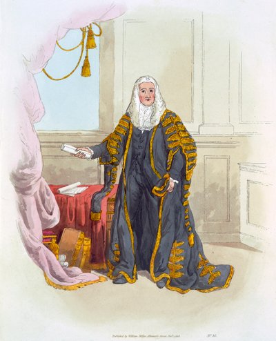 Alahuoneen puhemies, William Millerin julkaisemasta Costume of Great Britain -julkaisusta, 1805 tekijältä William Henry Pyne