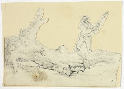 Woodsman Axing kaatunut puu tekijältä William Henry Pyne