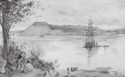 Näkymä Quebecin kaupungista ja linnoituksesta, AD 1759 (litografia) tekijältä William Heysham (after) Overend