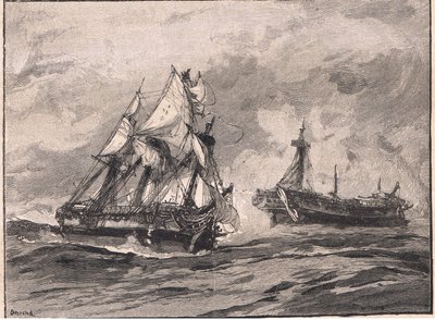 Arethusa ja Belle Poule AD 1778 tekijältä William Heysham Overend