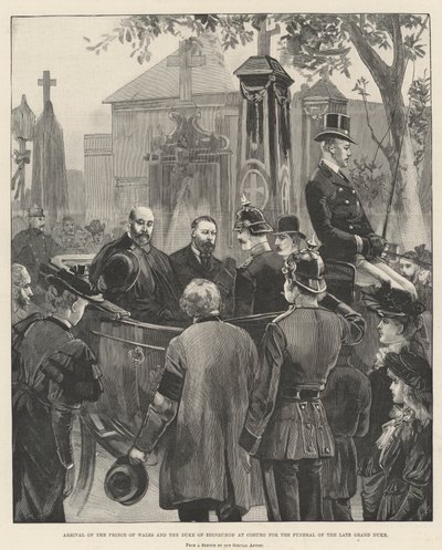 Walesin prinssin ja Edinburghin herttuan saapuminen Coburgiin edesmenneen suurherttuan hautajaisiin tekijältä William Heysham Overend