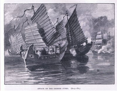 Hyökkäys kiinalaisia junkkeja vastaan AD 1841 tekijältä William Heysham Overend