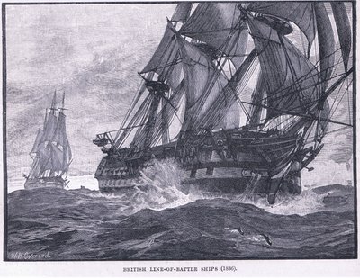 Brittiläinen taistelulaivojen rivi 1836 jKr tekijältä William Heysham Overend