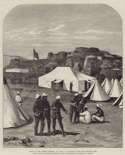 Brittiläisen lähetystön leiri Cabulissa Jumroodissa, lähellä Khyber Passia tekijältä William Heysham Overend