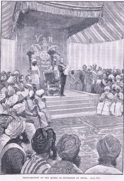 Kuningattaren julistaminen Intian suvereeniksi 1858 jKr tekijältä William Heysham Overend
