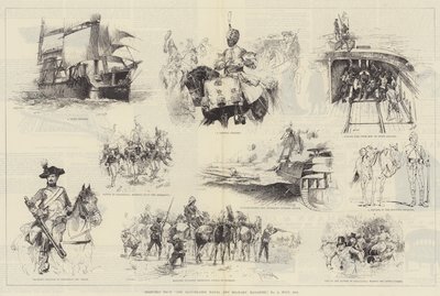 Luonnoksia kuvitetusta laivasto- ja sotilaslehdestä, nro 1, heinäkuu 1884. tekijältä William Heysham Overend