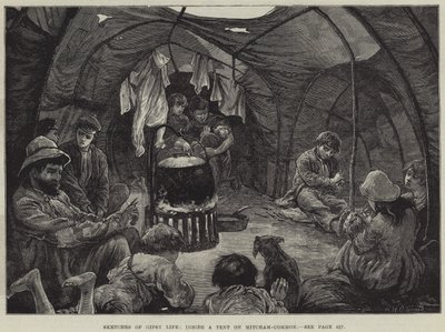 Luonnoksia mustalaiselämästä Mitcham-Commonin teltassa tekijältä William Heysham Overend