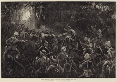 Etelä-Afrikan sodankäynti, tykistö kulkee pusikon läpi tekijältä William Heysham Overend