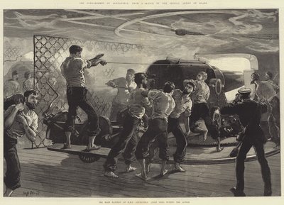 Aleksandrian pommitukset, HMS Alexandran pääpatteri (Port Side) toiminnan aikana tekijältä William Heysham Overend