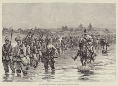 Chin Frontier -kampanja Burmahissa, joukot ylittävät Yaw-joen tekijältä William Heysham Overend