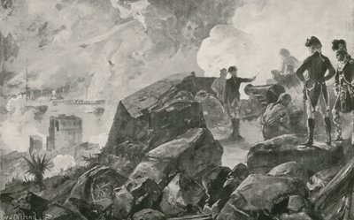 Brittiläiset tuhosivat espanjalaiset patterilaivat Gibraltarilla. tekijältä William Heysham Overend