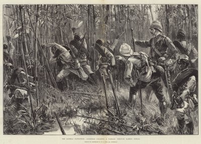 Looshai-retkikunta, Goorkhasit raivaamassa kulkuväylää bambuviidakon läpi tekijältä William Heysham Overend