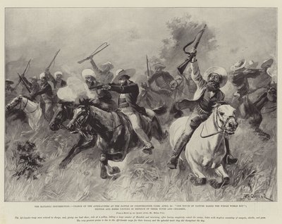Matabili-insurrection, Afrikandersin hyökkäys Colenbranderin maatilan taistelussa, 25. huhtikuuta, Yksi luonnon kosketus tekee koko maailmasta sukulaisen; Britit ja buurit yhdistyvät puolustamaan vaimojaan tekijältä William Heysham Overend
