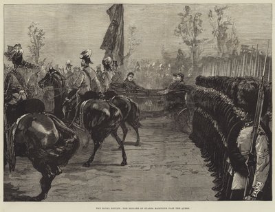Royal Review, vartijaprikaati marssii kuningattaren ohi tekijältä William Heysham Overend