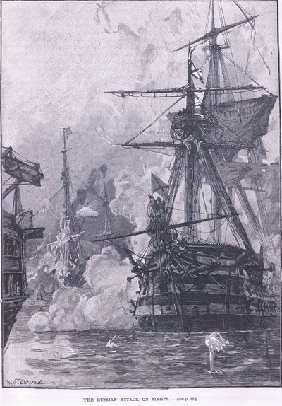 Venäjän hyökkäys Sinopea vastaan 1853 jKr tekijältä William Heysham Overend