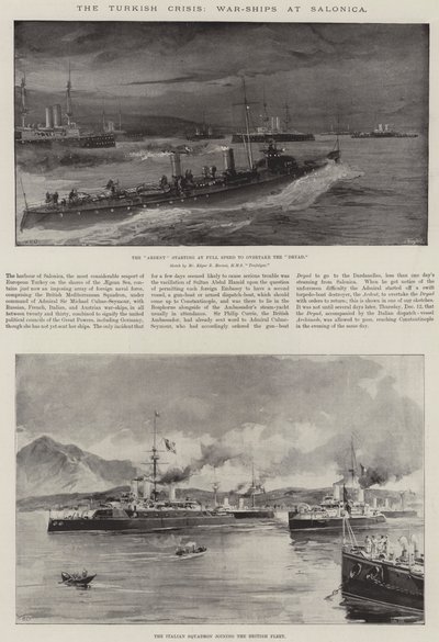 Turkin kriisi, sota-alukset Salonicassa tekijältä William Heysham Overend