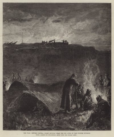 Sota ennen Plevnaa; Night Bivouac lähellä neljännen divisioonan suuria aseita tekijältä William Heysham Overend