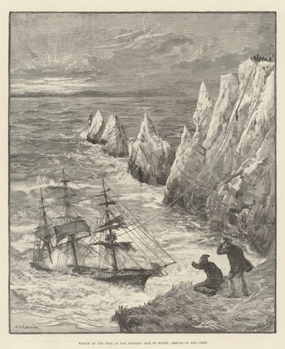 Irexin hylky Needlesissä, Isle of Wight, miehistön pelastus tekijältä William Heysham Overend