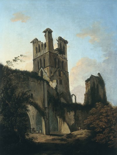 Llanthonyn luostarin rauniot (öljy kankaalle) tekijältä William Hodges