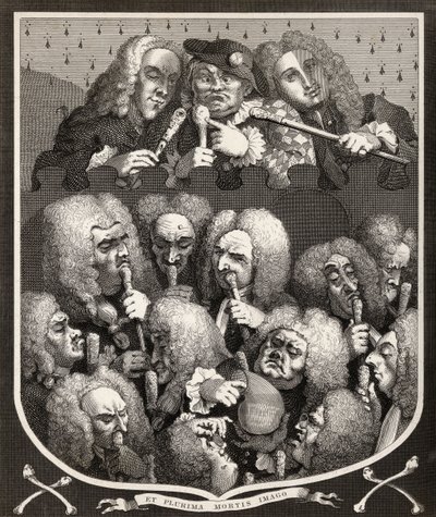 A Consultation of Physicians, tai The Company of Undertakers, teoksesta The Works of William Hogarth, julkaistu 1833 (litho) tekijältä William Hogarth