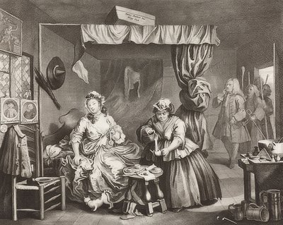 Porton edistyminen / Huoran tie, Arkki 3: Pidätys. 1732 tekijältä William Hogarth