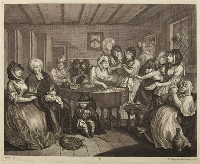 Porton elämänvaiheet, kuvalaatta 6 tekijältä William Hogarth