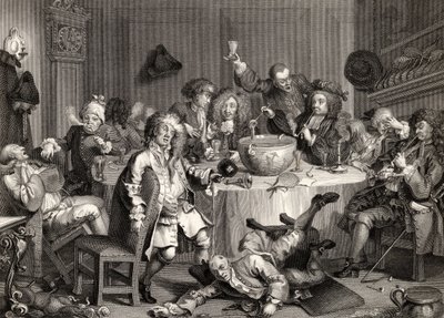 Midnight Modern Conversation, The Works of William Hogarth, julkaistu 1833 tekijältä William Hogarth