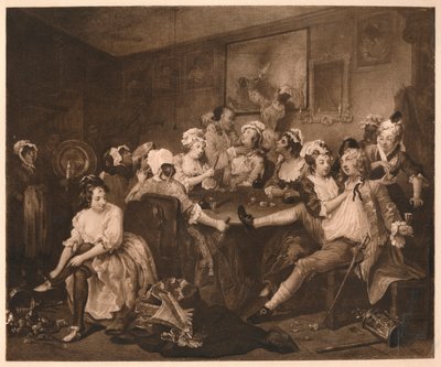 A Rakes Progress - 3: The Orgy, 1733. tekijältä William Hogarth