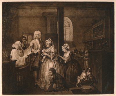 A Rakes Progress - 5: Hän menee naimisiin, 1733. tekijältä William Hogarth