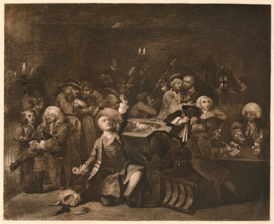 Rakes Progress - 6: Pelitalo, 1733. tekijältä William Hogarth