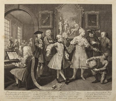 Elostelijan ura, laatta 2 tekijältä William Hogarth