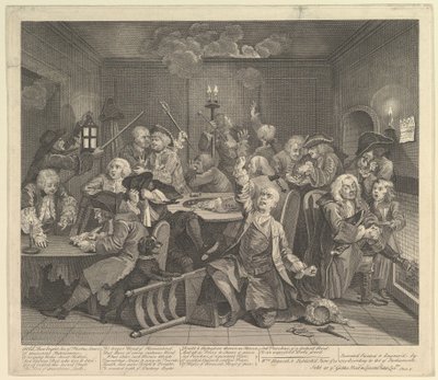 A Rakes Progress, levy 6, 25. kesäkuuta 1735. tekijältä William Hogarth