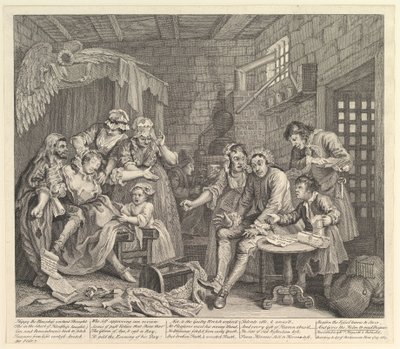 A Rakes Progress, levy 7, 25. kesäkuuta 1735. tekijältä William Hogarth
