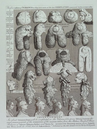 Peruukien mainos tekijältä William Hogarth