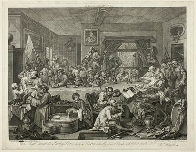 Election Entertainment, levy yksi neljästä vaalitulostuksesta tekijältä William Hogarth