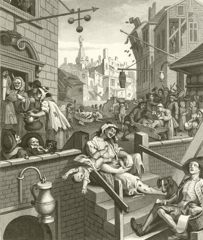 Beer Street ja Gin Lane tekijältä William Hogarth
