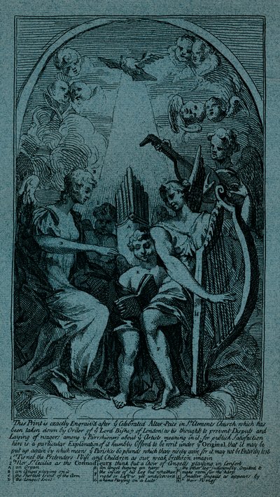 Burleski Kentsin alttaritaululla St Clement Danesissa, n. 1725 tekijältä William Hogarth