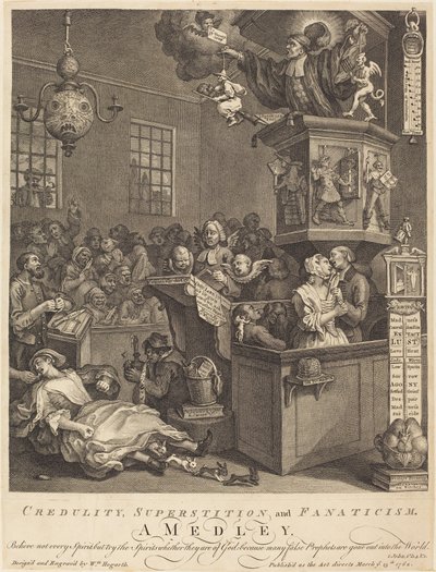 Uskollisuus, taikausko ja fanaattisuus tekijältä William Hogarth