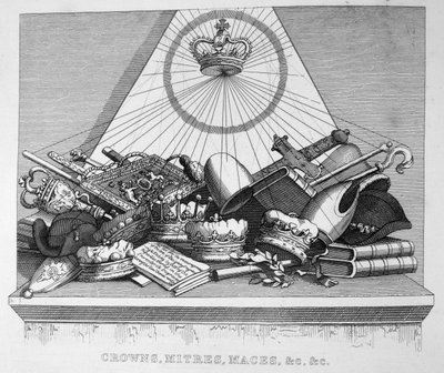 Kruunut, hiirtä, viirot, jne., 1754 tekijältä William Hogarth