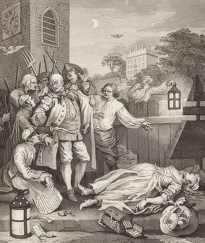 Julmuus täydellisyydessä / Vollendete Grausamkeit. Lähde: Julmuuden neljä vaihetta. 1751 tekijältä William Hogarth