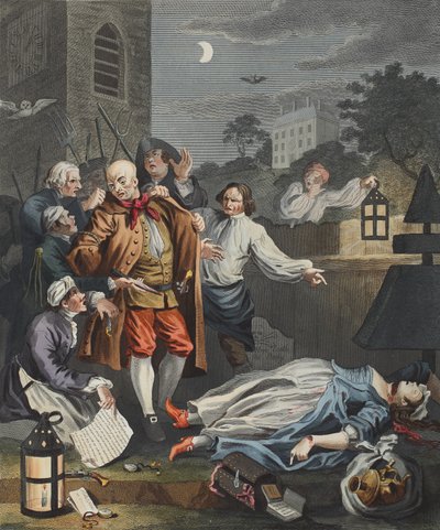 Cruelty in Perfection, elokuvasta "The Four Stages of Cruelty", kuvitus teoksesta "Hogarth Restored: The Whole Works of kuuluisan William Hogarthin, uudelleenkaiverrettu Thomas Cook", pub. 1812 (käsinvärinen kaiverrus) tekijältä William Hogarth