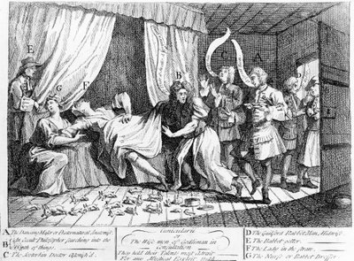 Cunicularii eli Godlimanin viisaat neuvottelussa, 1726 tekijältä William Hogarth