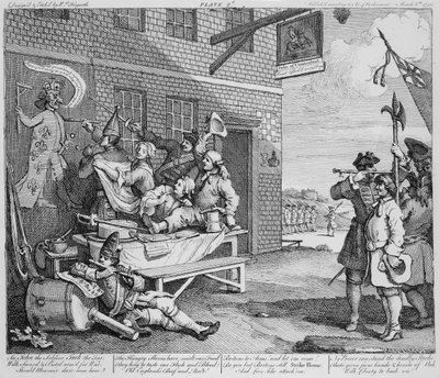 Englanti, The Invasionin levy II, 1756 tekijältä William Hogarth
