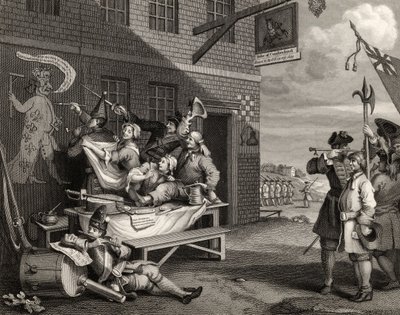 Englanti, kaiverrettu Thomas Phillibrown, teoksesta "The Works of William Hogarth", julkaistu 1833 tekijältä William Hogarth