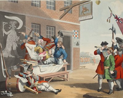 Englanti, kuvitus julkaisusta "Hogarth Restored: The Whole Works of kuuluisan William Hogarthin, uudelleenkaiverrettu Thomas Cook", pub. 1812 (käsinvärinen kaiverrus) tekijältä William Hogarth