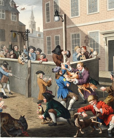 First Stage of Cruelty, kuvitus teoksesta "Hogarth Restored: The Whole Works of kuuluisan William Hogarthin, uudelleenkaivertanut Thomas Cook", pub. 1812 (käsinvärinen kaiverrus) tekijältä William Hogarth