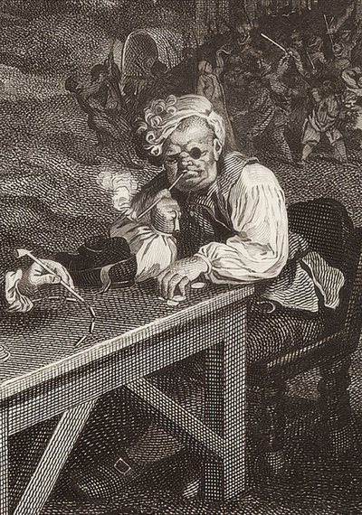 Neljä vaalipainosta / Die Parlamentswahlen. Arkki 2: Äänten keruu / Stimmenfang (yksityiskohta, katso myös kuvan numero 51281). 1757 tekijältä William Hogarth