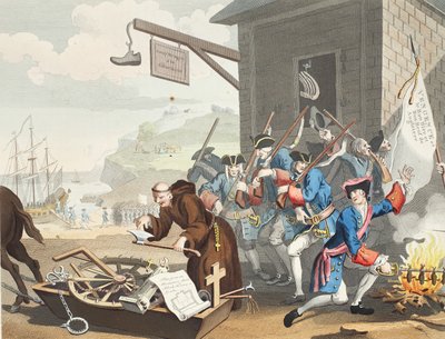 Ranska, kuvitus julkaisusta "Hogarth Restored: The Whole Works of kuuluisan William Hogarthin, uudelleenkaiverrettu Thomas Cook", pub. 1812 (käsinvärinen kaiverrus) tekijältä William Hogarth