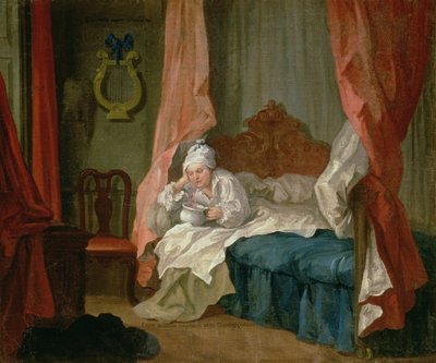 Francis Matthew Schutz sängyssään, n. 1755-1760 tekijältä William Hogarth